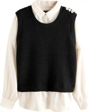 Next 2-in-1-Pullover Pullover mit Blusendetail und Schmuckstein