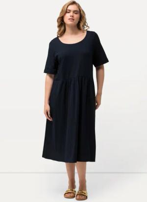 Ulla Popken Midikleid Jersey-Midikleid A-Linie Rundhals