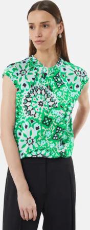 Comma Kurzarmbluse Satinbluse mit Raffung und