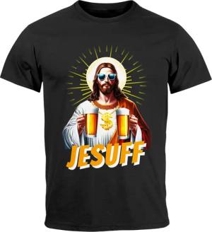 MoonWorks Print-Shirt Herren T-Shirt Bier Jesus
