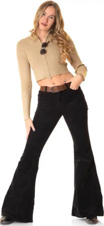 Comycom Schlaghose Damen Cordhose schwarz