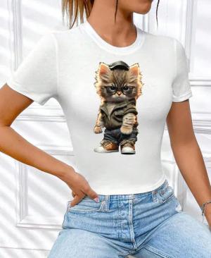 RMK Print-Shirt Damen Shirt kurzarm Rundhalsshirt