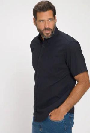 JP1880 Kurzarmhemd Hemd Halbarm Leinenmix Buttondown-Kragen