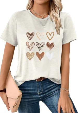 PYL Print-Shirt Bequemes Shirt Damen Kurzarm