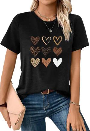 PYL Print-Shirt Bequemes Shirt Damen Kurzarm