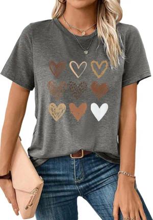 PYL Print-Shirt Bequemes Shirt Damen Kurzarm