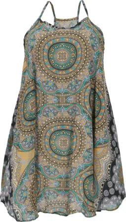 Guru-Shop Midikleid Boho Dashiki Minikleid, Trägerkleid,..