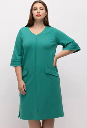 Ulla Popken Midikleid Midi-Puntokleid A-Linie Biesen
