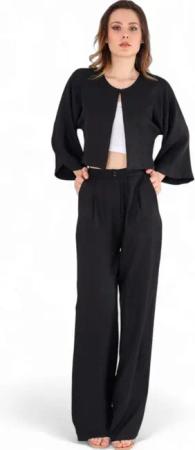 fashionshowcase Palazzohose Damen Stoffhose in Leinenoptik