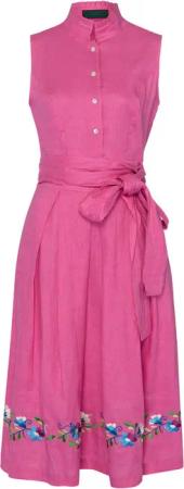 Reitmayer Trachtenkleid Ärmelloses Leinenkleid mit Blumen