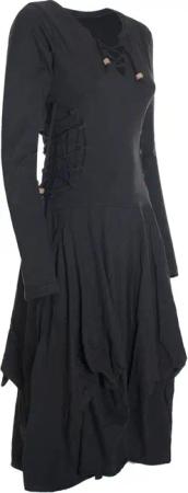 Vishes Midikleid Langes Langarm Bio Ballonkleid
