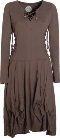 Vishes Midikleid Langes Langarm Bio Ballonkleid
