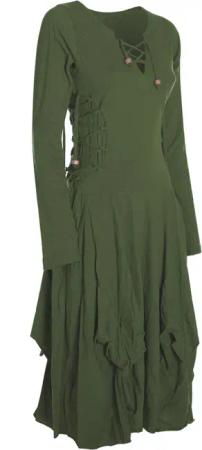 Vishes Midikleid Langes Langarm Bio Ballonkleid
