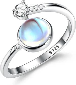 Adramata Silberring Verstellbarer Mondstein Ring Silber
