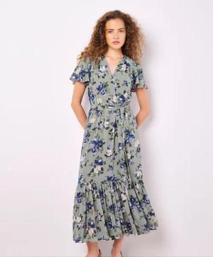 Apricot Druckkleid Midikleid in Wickeloptik, (2-tlg.,
