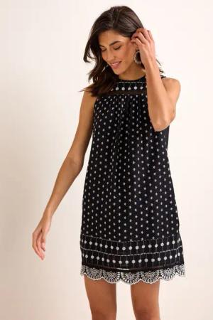 Next Minikleid Ärmelloses Minikleid mit Lochstickerei,