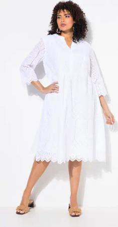 Ulla Popken Maxikleid Midikleid Lochspitze Tunika-Ausschnitt