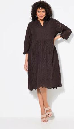 Ulla Popken Maxikleid Midikleid Lochspitze Tunika-Ausschnitt