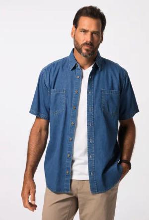 JP1880 Kurzarmhemd Denimhemd Denim Halbarm Modern