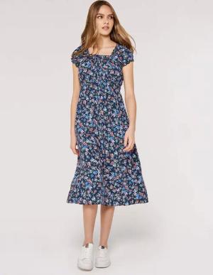 Apricot Druckkleid Milkmaid Ditsy Midi Dress,