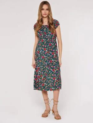 Apricot Druckkleid Milkmaid Ditsy Midi Dress,