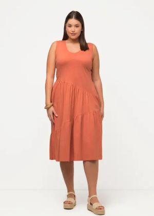 Ulla Popken Midikleid Midikleid A-Linie V-Ausschnitt