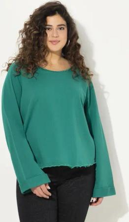 Ulla Popken Sweatshirt Sweatshirt Rollkanten Rundhals