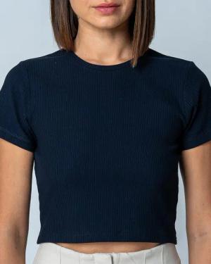GORG Kurzarmshirt Damen Geripptes Cropped T-Shirt
