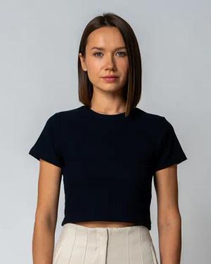 GORG Kurzarmshirt Damen Geripptes Cropped T-Shirt