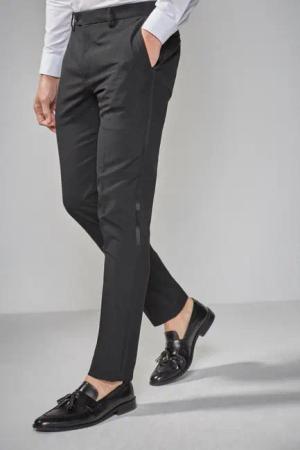 Next Anzughose Smokinghose mit kontrastierendem Galon–Skinny