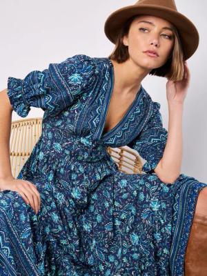 Apricot Druckkleid Sarasa Sommerkleid, mit Blumenmuster
