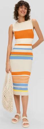 s.Oliver Minikleid Gestreiftes Maxikleid mit geschlitztem