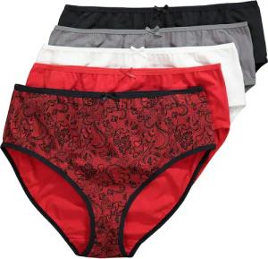 Ulla Popken Slip Midislips 5er-Pack Spitzendruck/einfarbig