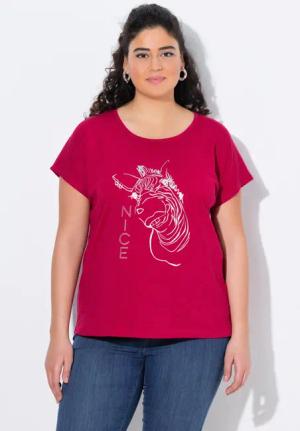 Ulla Popken T-Shirt T-Shirt Metallic-Tiermotiv Oversized