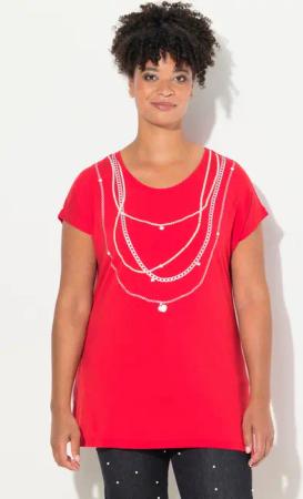 MIAMODA T-Shirt T-Shirt A-Linie Perlenketten-Druck Halbarm