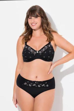 Ulla Popken Slip Midislip Paisley-Stickerei Mikrofaser