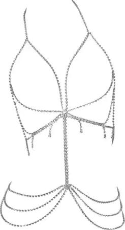 RWEUOQ Kettengürtel Strass-BH Körperkette Glänzend Kristall