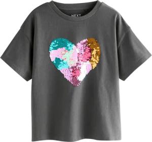 Next Paillettenshirt T-Shirt mit Herzprint und