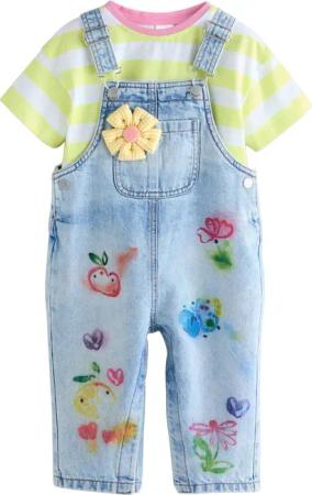 Next Shirt & Hose Print-Latzhose aus