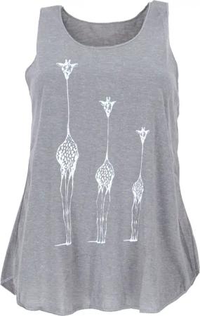 Guru-Shop T-Shirt Tanktop mit Giraffen Retrodruck,