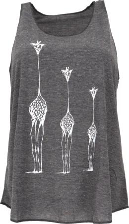 Guru-Shop T-Shirt Tanktop mit Giraffen Retrodruck,