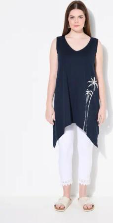 Ulla Popken Longtop Top Zipfelsaum V-Ausschnitt