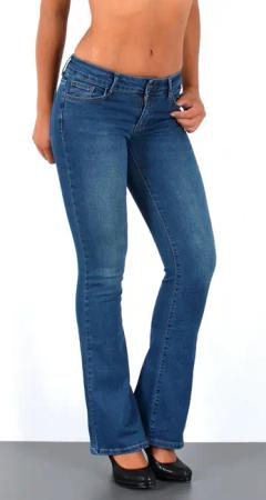 ESRA Bootcut-Jeans Damen Schlagjeans mit weitem