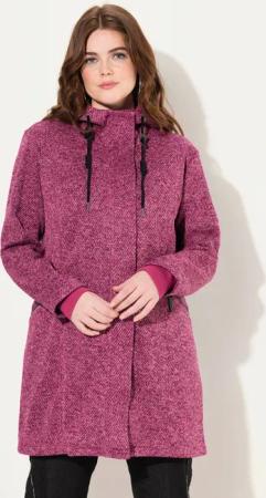 Ulla Popken Sommerjacke Strickfleece-Jacke Kapuze 2-Wege-Zipper