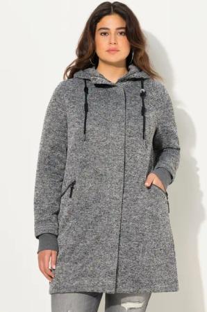 Ulla Popken Sommerjacke Strickfleece-Jacke Kapuze 2-Wege-Zipper