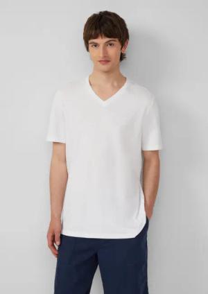 s.Oliver Kurzarmshirt Jersey-T-Shirt mit V-Ausschnitt und