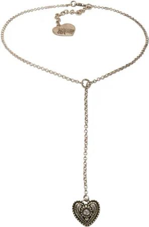 Alpenflüstern Collier Trachten-Y-Halskette Trachtenherz (antik-silber-farben), -