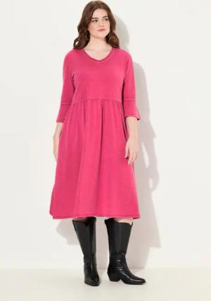 Ulla Popken Midikleid Jerseykleid Rollkanten A-Linie