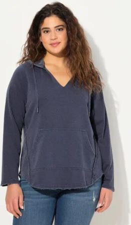 Ulla Popken Sweatshirt Hoodie offenkantig Kapuze