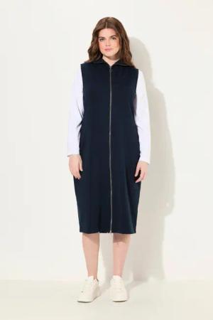 Ulla Popken Midikleid Sweat-Midikleid Stehkragen ärmellos